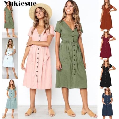 2019 summer dress women boho dresses womens cotton linen vintage beach party club sexy v neck bodycon dress female plus size