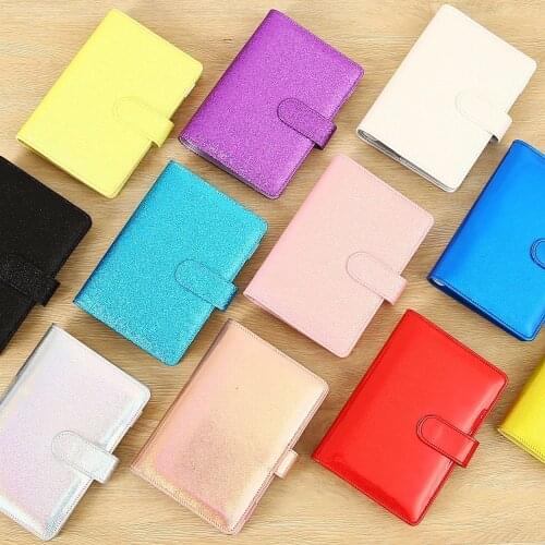 2021 A6/A5 Macaroon Laser Glitter Color PU Leather DIY Binder Notebook Cover Diary Agenda Planner Bullet Cover School Stationery