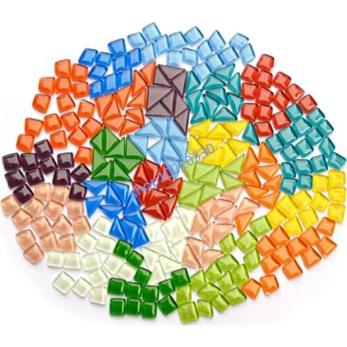 240g/bag Mixed Color Irregular polygon Glass Mosaic Tiles For DIY Crafts Mosaic Making Craft Transparent Stone