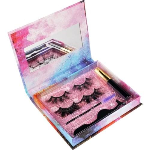 25mm Long Magnetic Fake Lashes Thick Curly Crisscross Handmade Mink False Eyelashes 2 Pairs Set 30 Sets/Lot DHL Free