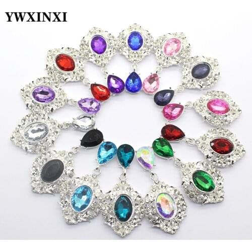 YWXINX 10Pcs new alloy shiny rhinestone flat brooch, DIY wedding holiday wine bottle invitation pendant creative decoration