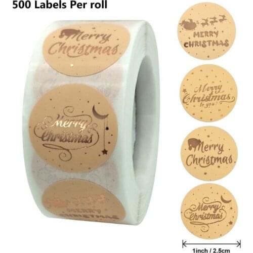500pcs 8 Patterns Merry Christmas Stickers Thank You Card Box Package Seal Label