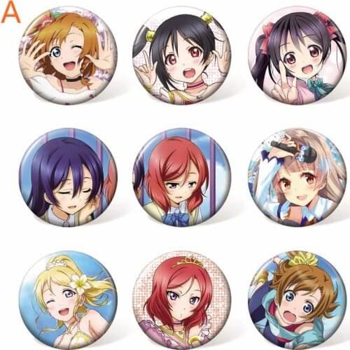 9pcs 58mm Lovelive Kousaka Honoka Minami Kotori Cartoon Badge Anime Brooch Pin