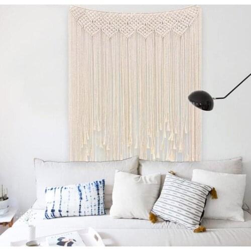 95 * 180cm Macrame Tapestry Cotton Woven Hand Woven For Room Wedding Curtains Door Bohemian Background Window Divider Tapes C2K6