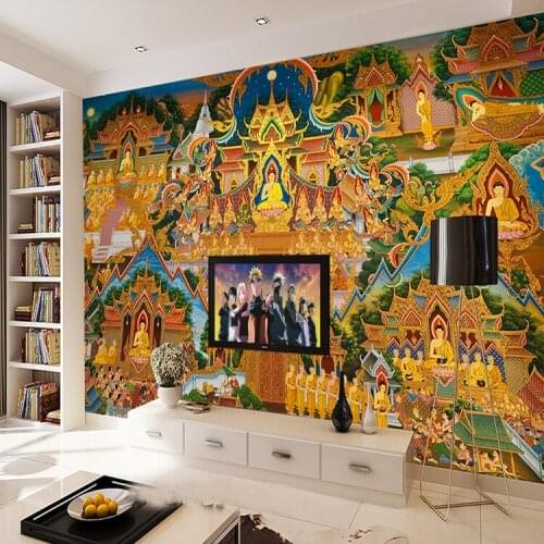 Bacaz Religion Buddha Temple 5d Wall Murals for Wall paper 3D Photo Mural for Background 3d Wall Papel Mural