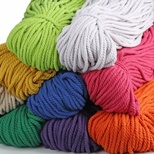 Free shipping 100 Meters per lot diameter 5mm color three rolls cotton rope cords professional woven rope string cotton thread