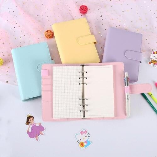 New 2021 Macaron PU Leather Notebook Planner Organizer Binder Sketchbook Journal Accessories Diary School Office Supplies