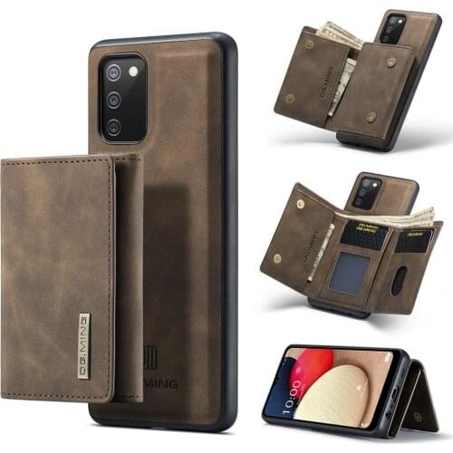 Luxury Leather Wallet Phone Case For Samsung Galaxy A02S(164.2mm) M02S Case Magnetic Flip Wallet Card Slot Stand Full Cover