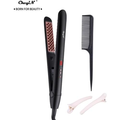 Ckeyin Lcd Digital Display Corn Splint Ceramic Hair Curler Bouffant Hair Corn Plate Electric Hair Straightener Hairdressing Tool