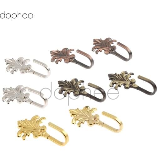 Dophee 2pcs Vintage Maple Leaves Pattern Wall Tieback Curtain Hook Towel Hanger For Towel Cloth Coat Hook With Screws 4 Colors