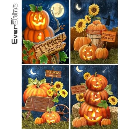 Evershine Diamond Painting Halloween Rhinestones Art Diamond Embroidery Pumpkin Cross Stitch Mosaic Scenery New Arrival Crafts