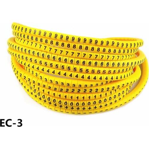 EC-3 600PCS (Each50pcs ) Cable Markers Letter 6sq.mm 0 to 9 + - X for wire diameter 5sq .mm~ 7.2 sq.mm Cable Markers