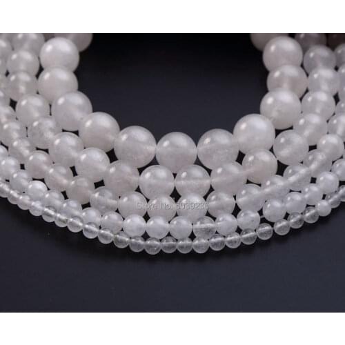 Wholesale White Jades Natural Stone Round Loose Spacer Beads for Jewelry Making 4/6/8/10/12mm DIY Bracelet Necklace