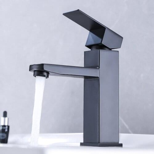 Square Black Bathroom Faucet Stainless Steel Basin Mixer Bathroom Accessories Tap Bathroom Sink Basin Mixer Tap