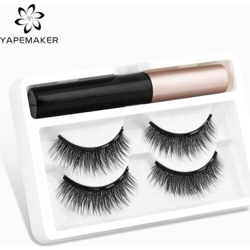 YAPEMAKER Magnetic Eyelashes 3D Natural False Eyelashes Waterproof Lasting Magnetic Eyeliner Tweezer Sets Makeup Extension
