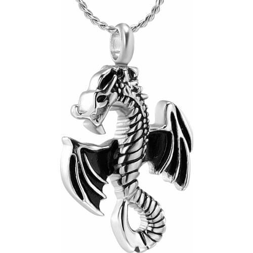 Trendy Flying Dragon Cremation Pendant Keepsake Memorial Urn Necklace for Ashes Funeral Jewelry&Free Fill Kits