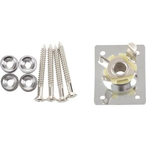 Set of 4 Guitar Bass Neck Joint Ferrule Bushing with Chrome Plate Space E-Output Socket for Electric Guitar