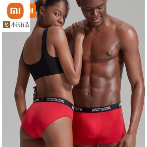 3 youpin youpin mens and womens underwear boxer cotton mid-waist red natal couple briefs women