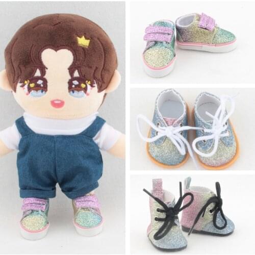 New Glitter Rainbow Color Doll Shoes 5 Cm For 14.5 inch Dolls & 20cm EXO Stardolls & 32-34Cm Paola Reina Girls Gift Doll Boot