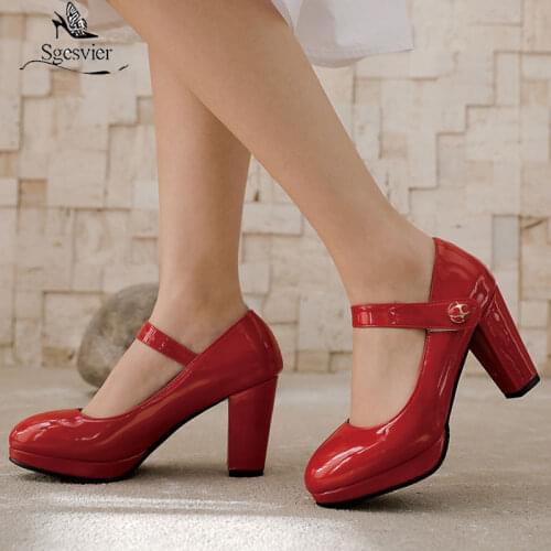 Sgesvier 2021 New arrival fashion party wedding shoes high quality women pumps elegant thick high heels round toe ladies shoes