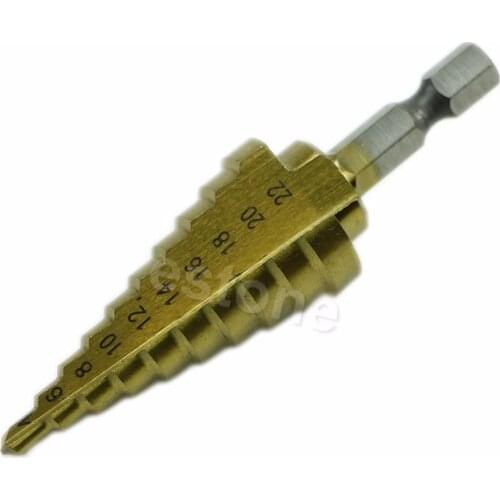 New Hex Titanium Step Cone Drill Bit Hole Cutter 4-22mm HSS 4241 For Sheet Metal