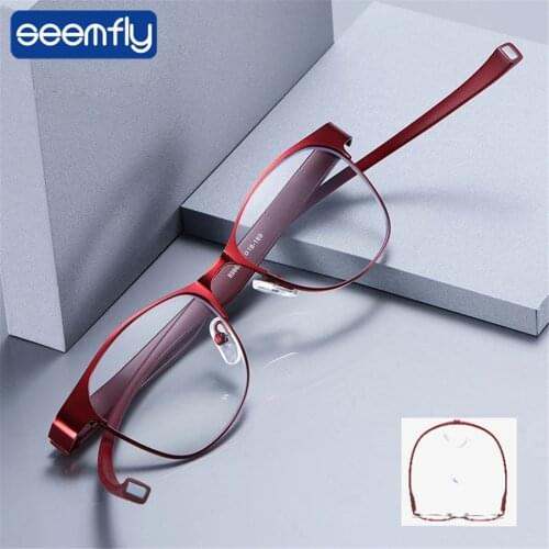 Seemfly Hanging Neck Metal Reading Glasses Men Women Anti-fatigue HD Presbyopia Eyeglasses Diopter Lenes +1.0 1.5 2.0 2.5 3.0 4