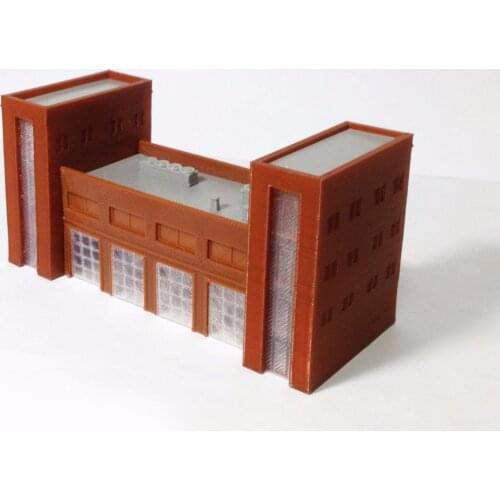 Outland Models Fire / Police Headquarter with 4-Bay Garage Z Scale Train Railway
