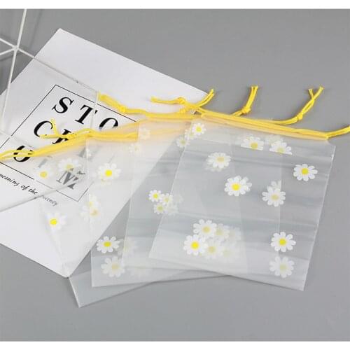 50pcs/lot Chrysanthemum Candy Bags Small jewelry Gift Bags Chocolate Biscui ts Snack Baking Package And Event Party Supplies