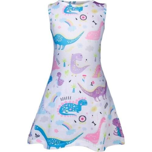 Baby Girls Dress 3D Dinosaur Print Kids Princess Costumes Summer Birthday Party Frocks Toddler Pajamas Dresses Children Vestidos