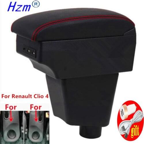 For Renault Clio 4 Armrest For Renault Clio 3 III IV Car Armrest box Car accessories Storage box cup holder ashtray USB