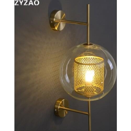 Post-Modern Wall Lamp Loft Led Glass Iron Bedroom Bedside Lamps Wall Sconce Industrial Vintage Home Decor Wall Light Fixtures