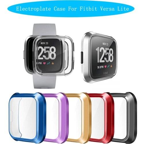 Electroplate Cover Watch Screen Protector TPU Silicone Clear Case Cover Shell for Fitbit Versa 2 Lite