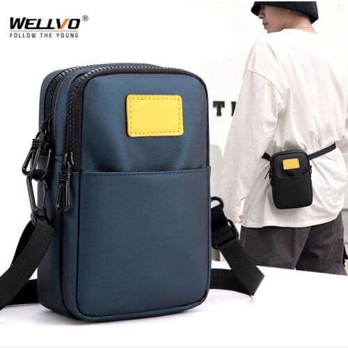 Mens Mini Shoulder Bag Boys Crossbody Bag High Quality Man Messenger Bag Nylon Cellphone Male Handbags Waist Purse Bolsas X180C