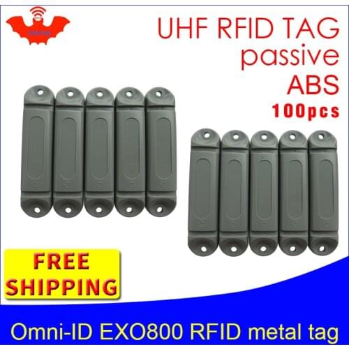 UHF RFID metal tag omni-ID EXO800 915m 868mhz Impinj Monza4QT EPC 100pcs free shipping durable ABS smart card passive RFID tags