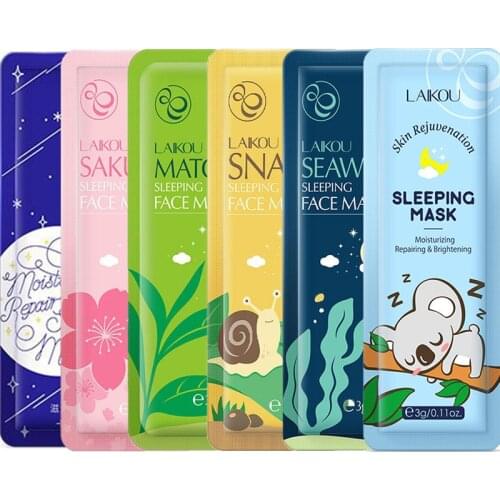 LAIKOU 5 pcs Moisturizing Facial Mask Anti Wrinkle Hydrating Face Sleeping Mask Brightening Night Face Jelly Mask Anti Aging