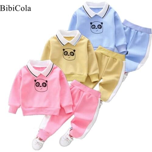 Spring And Autumn Baby Boys And Girls Clothing Set Solid Color Lapel Top + Trousers Two-piece Casual Set