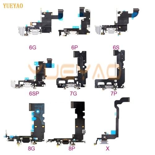Charging Flex Cable For iPhone 6 6S 7 8 X USB Charger Port Dock Connector With Mic Flex Cable, 6 6S 7 8 Plus Charging Flex