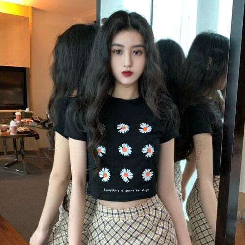 Harajuku Women T-shirt Printed Short Sleeve Women Short T Shirt Round Neck Pullover T-shirt Woman Clothes