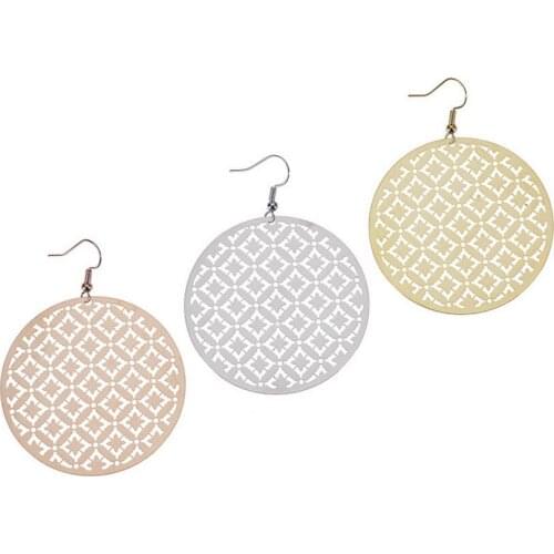 Gold Filled Cutout Round Earrings for Women 2021 New Simple Boutique Graceful Bridesmaid Jewelry High Quality Gifts for Her