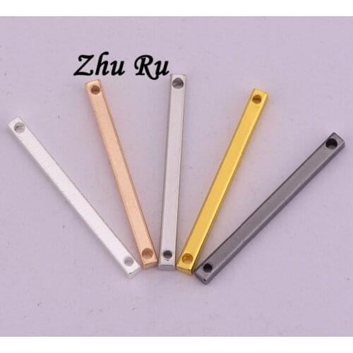 ZHU RU 20pcs/lot 25*2mm 5 Colors Double hole rectangular box copper strip connection pendant costume jewelry Making Findings