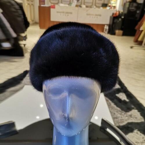 WINTER PALACE 2020 Fur Hat Winter Warm Natural Mink Fur Hats for Women Classic Luxury Caps Earflap mink hat