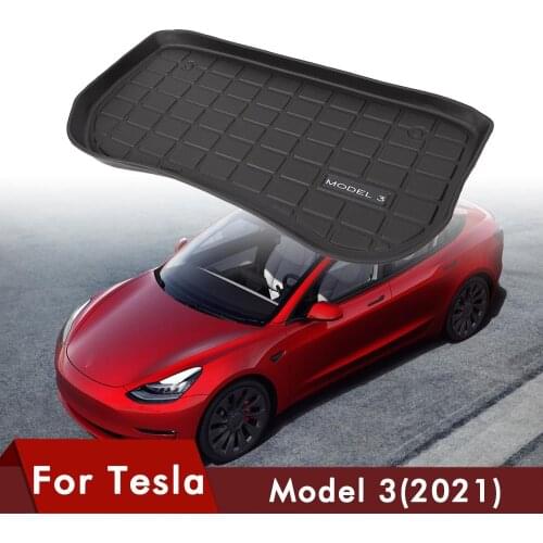 1PCS Car Front Trunk Mat For Tesla Model 3 Car Accessories Black TPE Waterproof Wearable Protective Pads Mat Compatible 2021