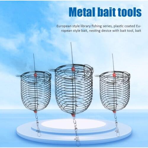1Pcs Fishing Lure Cage Stainless Steel S/M/L Baits Cage Trap with Round Bottom Basket Serves Holder Fishing Tackle Accessories