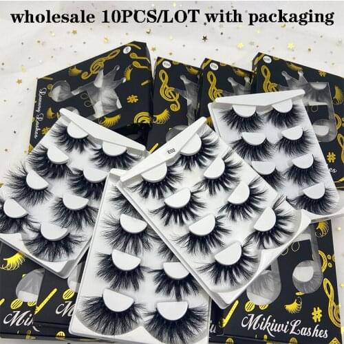 Mikiwi Wholesale 25mm 4 Pairs in one tray 3D mink lashes 10PC Big dramatic volumn eyelashes strip thick Handmade false eyelash