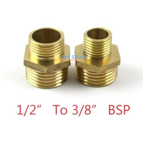 10 Pieces Brass Male 1/2" To 3/8" BSP Pipe Hex Reducing Nipple Fitting Fuel Air Gas Water Hose Connector Coupler