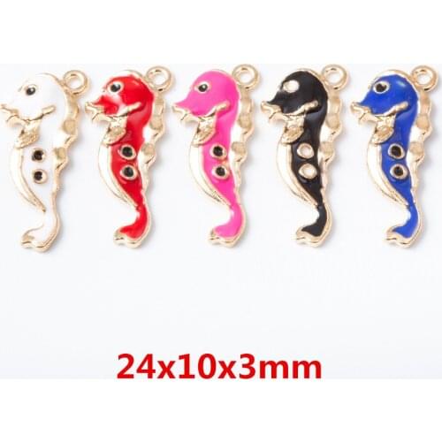 15pcs Hippocampus Dripping oil Light Gold zinc alloy metal pendant charms for diy jewelry making 6733