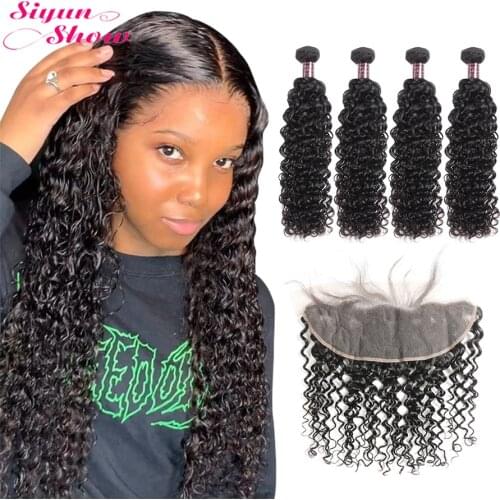30inch Water Wave Bundles With Frontal Wet And Wavy Bundles With Closure Human Hair Remy Brazilian Hair Weave Bundles Curly Wig
