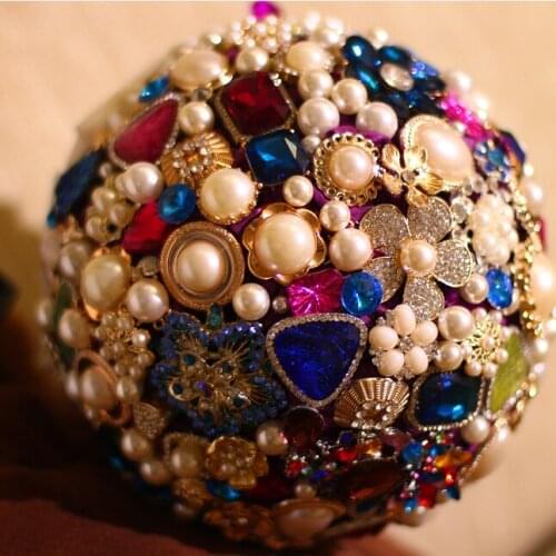 7-inch custom bridal bouquet,Pearl diamond bouquet, jewelry bouquet, handmade brooch bridesmaid, Gift Corsages