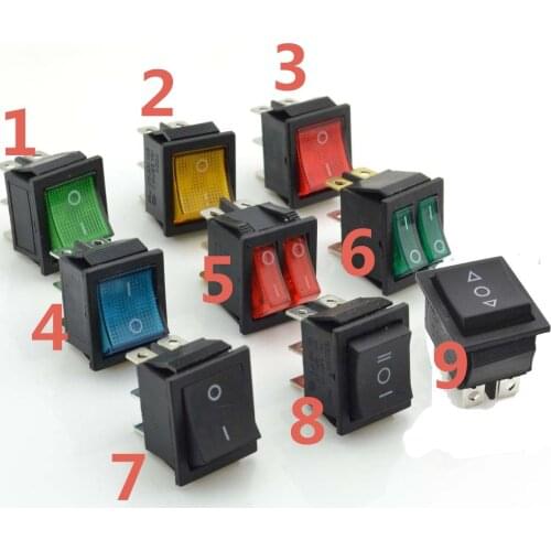 9pcs Rocker Switch Power Switch 6 pins With Light
