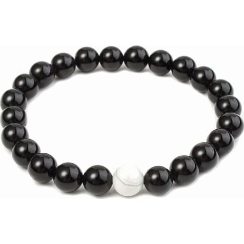 Natural White Turquoise Beaded Bracelet 2020 New Fashion 8mm Matte Black Frosted Couple Bracelet Women Jewelry